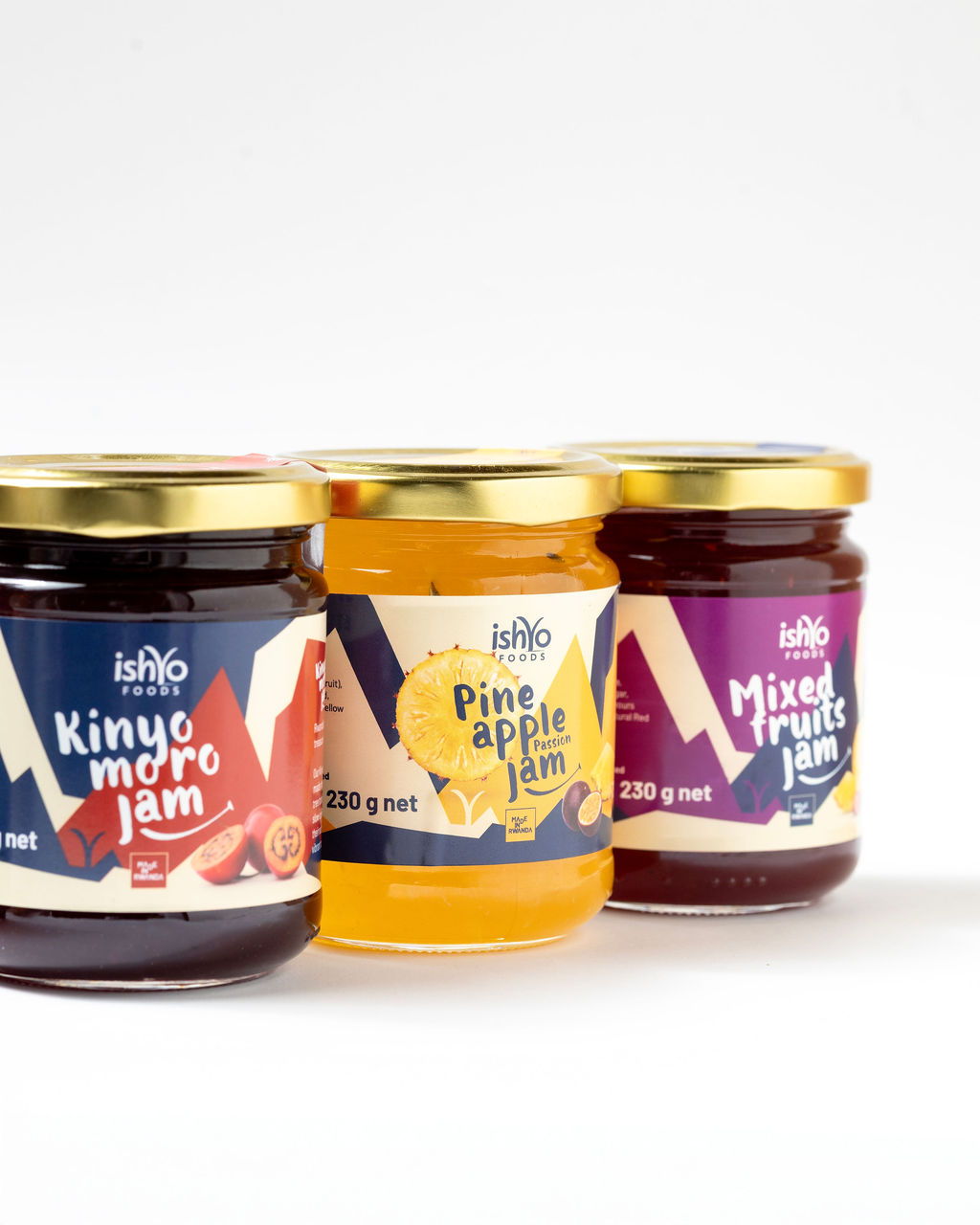 Ishyo jars of real fruit jam with fresh fruit